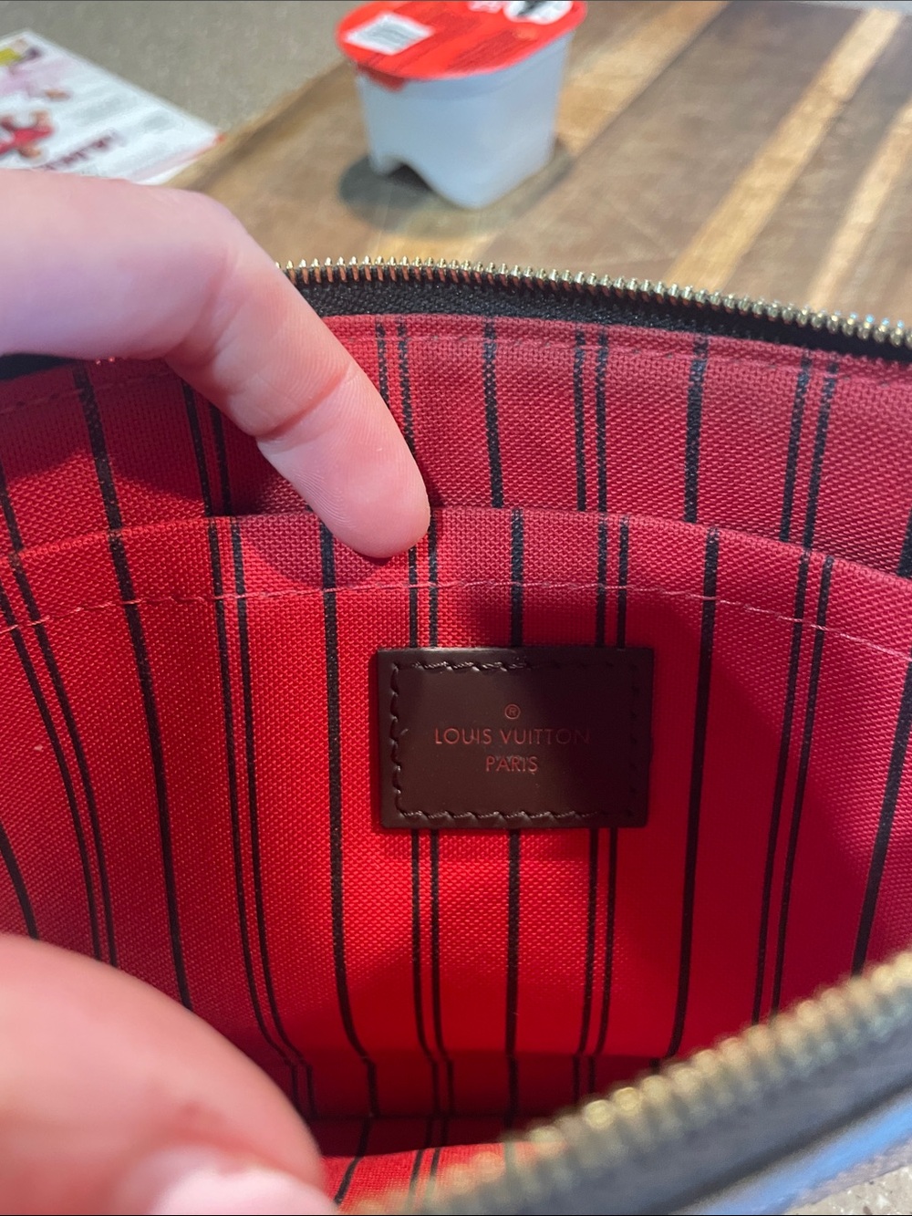 Louis Vuitton Red and Black Striped Interior Pouch - Picture 2 of 6